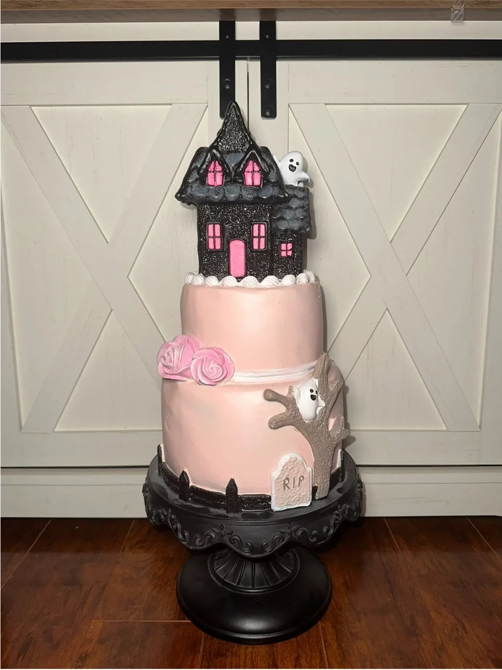 Cupcakes & Cashmere Large Pink Haunted House Tiered Cake Decor